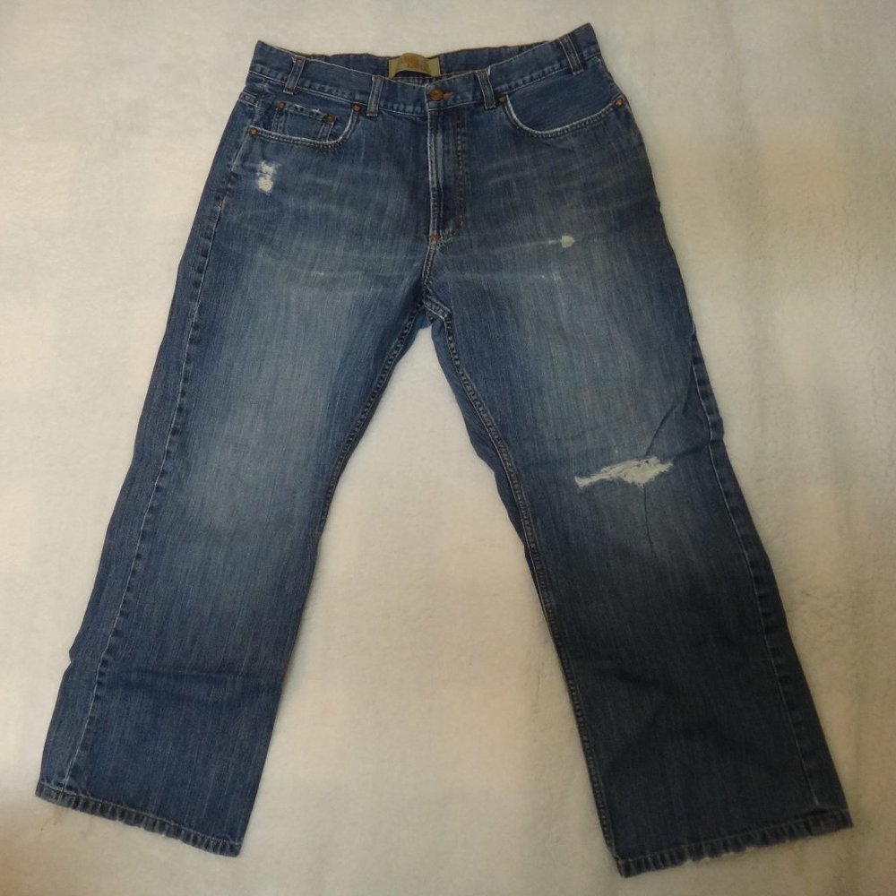 OLD NAVY BLUE JEANS 36x30 DISTRESSED ( LOOSE FIT )